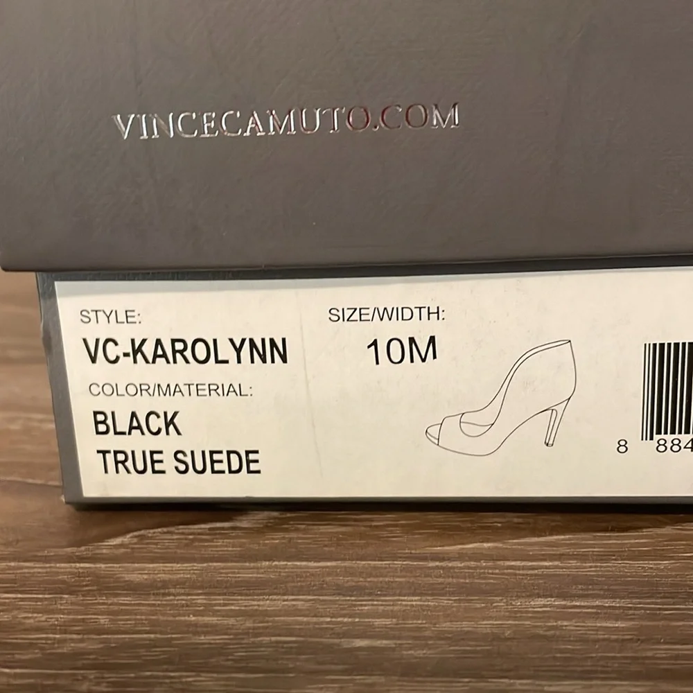 Vince Camuto Karolynn Heels Size 10M Black Suede Open Toe Tall Back - Picture 7 of 13